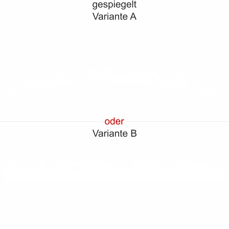 Heckscheibenaufkleber Skyline Rheinland-Pfalz - gespiegelt - Ansicht Farbauswahl - Varianten A und B