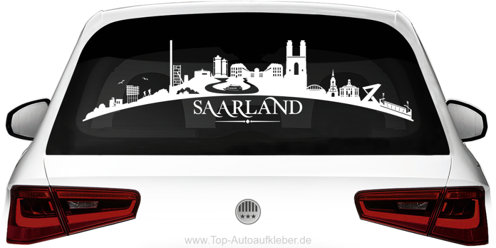 Heckscheibenaufkleber Skyline Saarland mit Farbauswahl