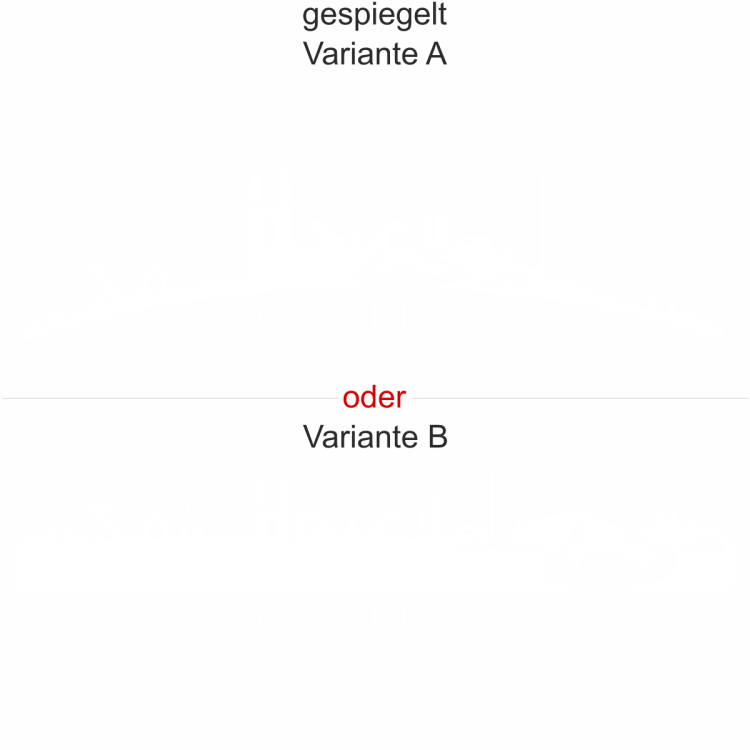 Heckscheibenaufkleber Skyline Saarland - gespiegelt - Ansicht Farbauswahl - Varianten A und B