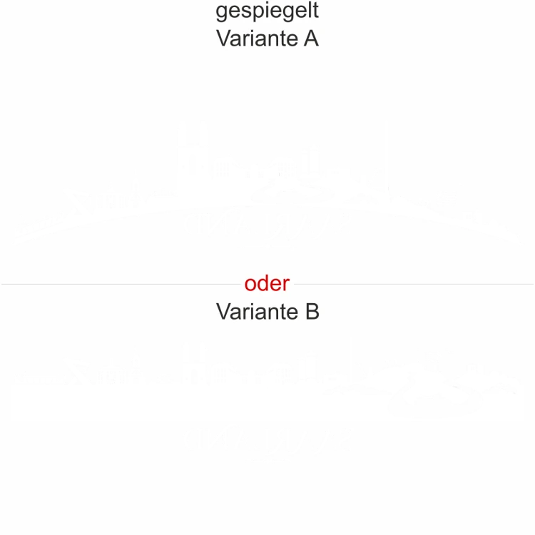 Heckscheibenaufkleber Skyline Saarland - gespiegelt - Ansicht Farbauswahl - Varianten A und B