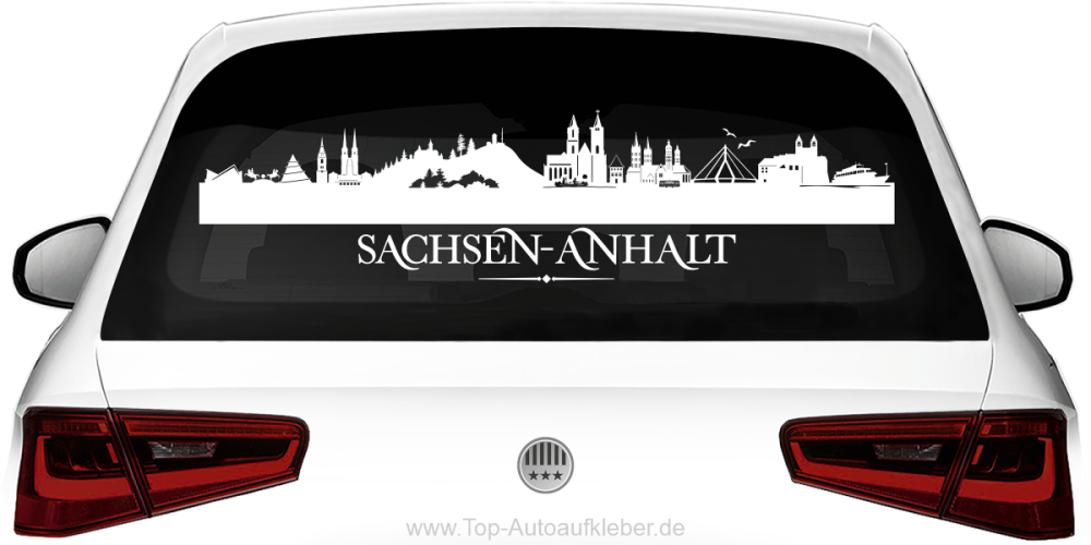 Heckscheibenaufkleber Skyline Sachsen-Anhalt mit Farbauswahl