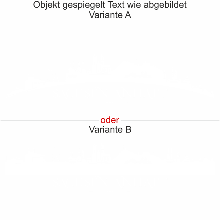 Heckscheibenaufkleber Skyline Sachsen-Anhalt - gespiegelt - Text wie abgebildet - Ansicht Farbauswahl - Varianten A und B