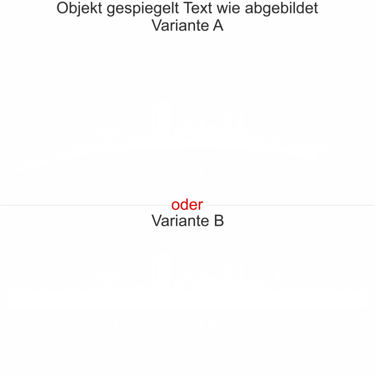 Heckscheibenaufkleber Skyline Schleswig-Holstein - gespiegelt - Text wie abgebildet - Ansicht Farbauswahl - Varianten A und B