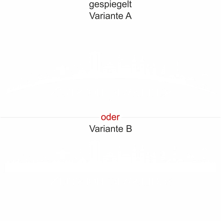 Heckscheibenaufkleber Skyline Schleswig-Holstein - gespiegelt - Ansicht Farbauswahl - Varianten A und B