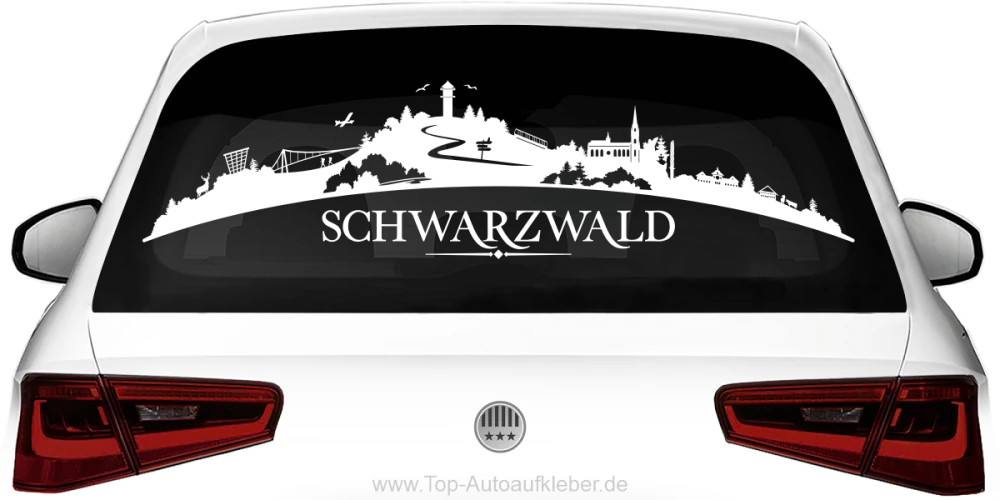 Heckscheibenaufkleber Skyline Schwarzwald mit Farbauswahl
