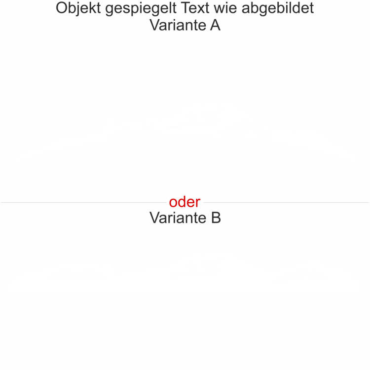 Heckscheibenaufkleber Skyline Schwarzwald - gespiegelt - Text wie abgebildet - Ansicht Farbauswahl - Varianten A und B