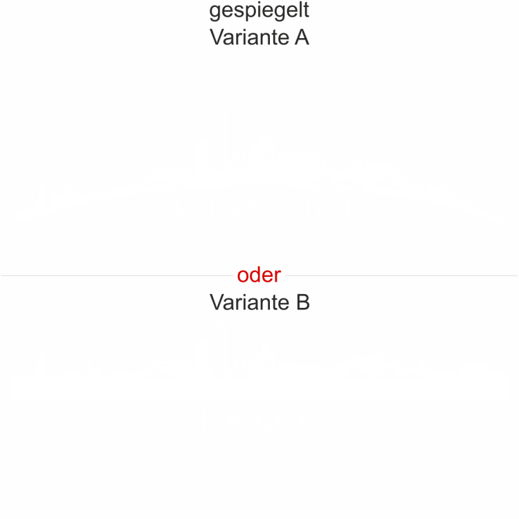 Heckscheibenaufkleber Skyline Thüringen - gespiegelt - Ansicht Farbauswahl - Varianten A und B