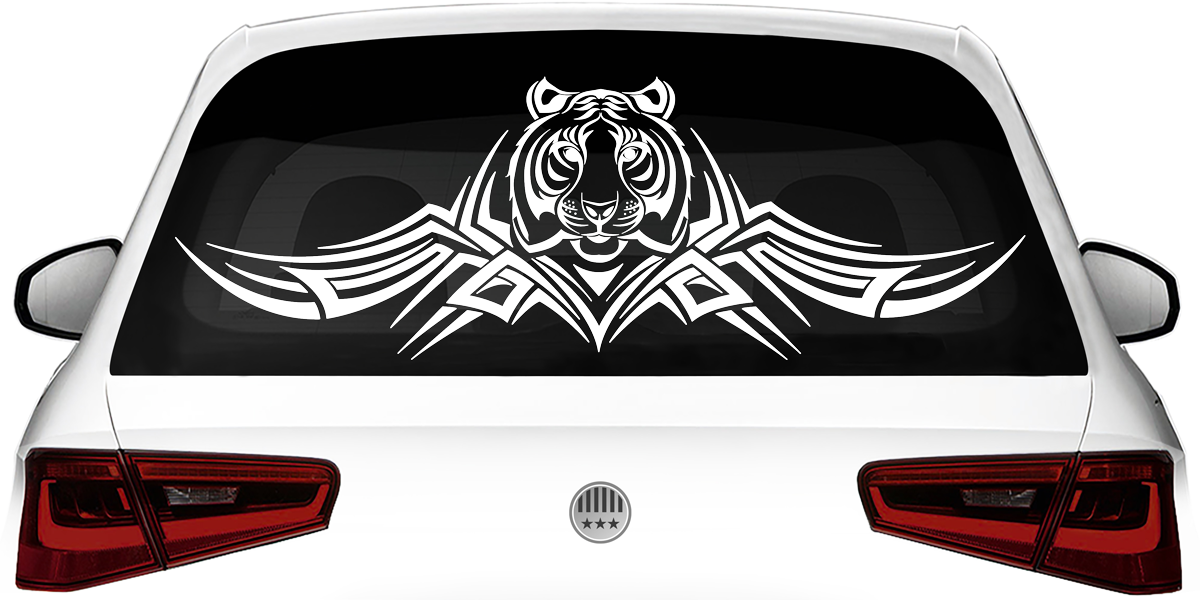 Heckscheibentattoo Tiger Tribal