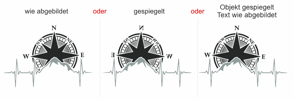 Heckscheibendekor Kompass und Berge