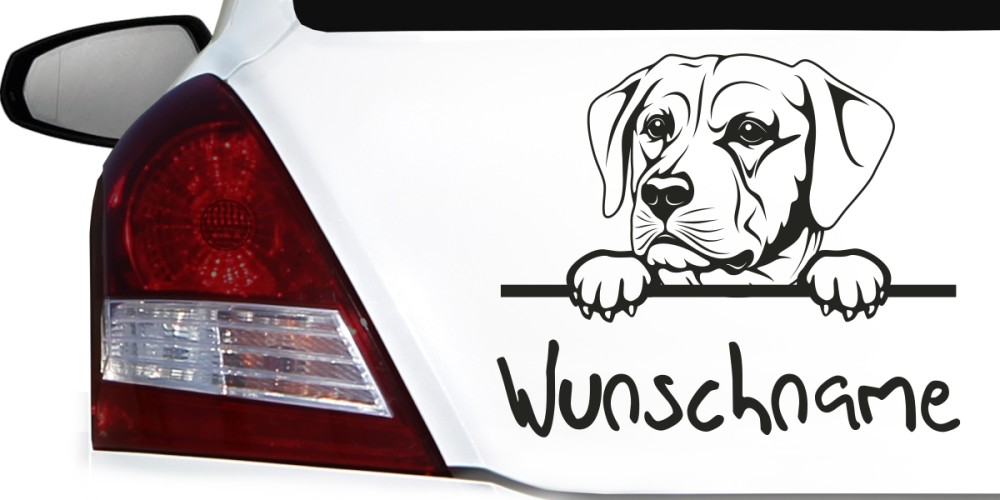 Autoaufkleber mit Hund und Wunschnamen