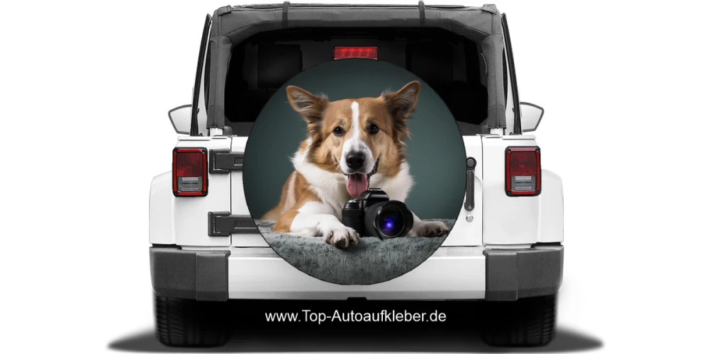 Auto Klebefolie Eigenes Hundefoto auf heller Ersatzradabdeckung