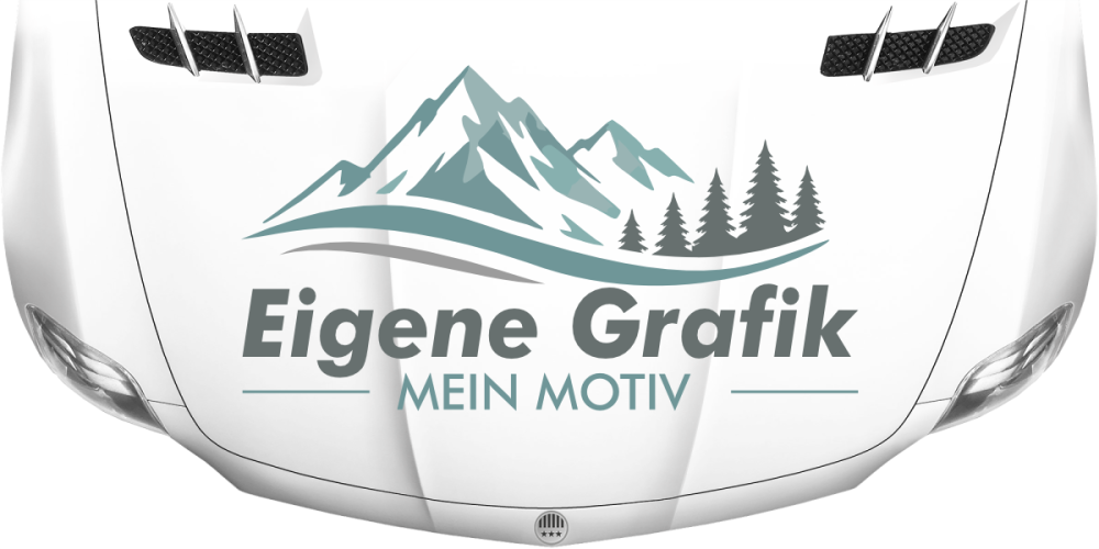 Klebefolie Eigenes Motiv mehrfarbig auf heller Motorhaube