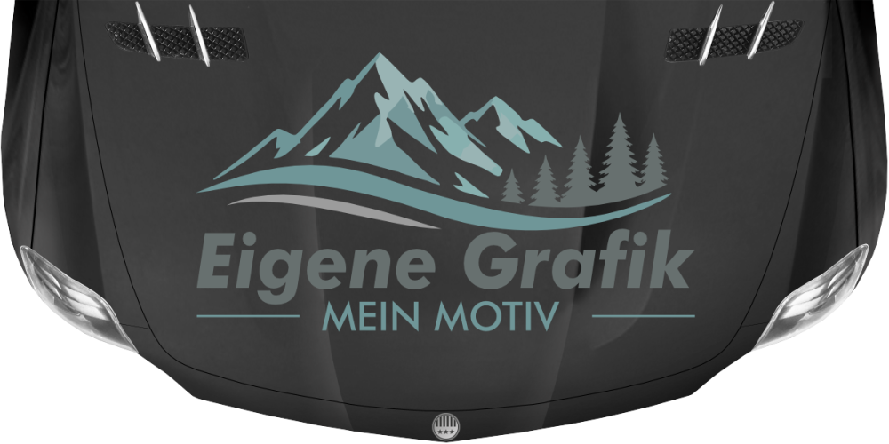 Klebefolie Eigenes Motiv mehrfarbig auf dunkler Motorhaube