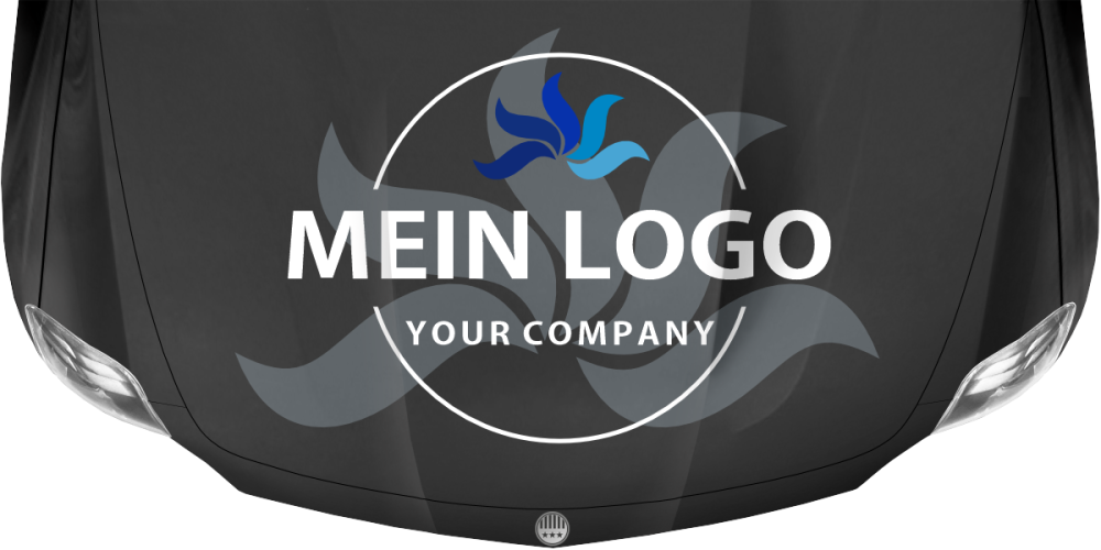 Klebefolie Mehrfarbiges Firmenlogo auf dunkler Motorhaube