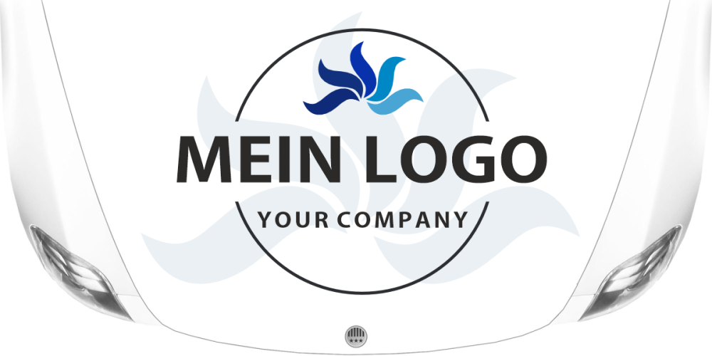 Klebefolie Mehrfarbiges Firmenlogo auf heller Motorhaube