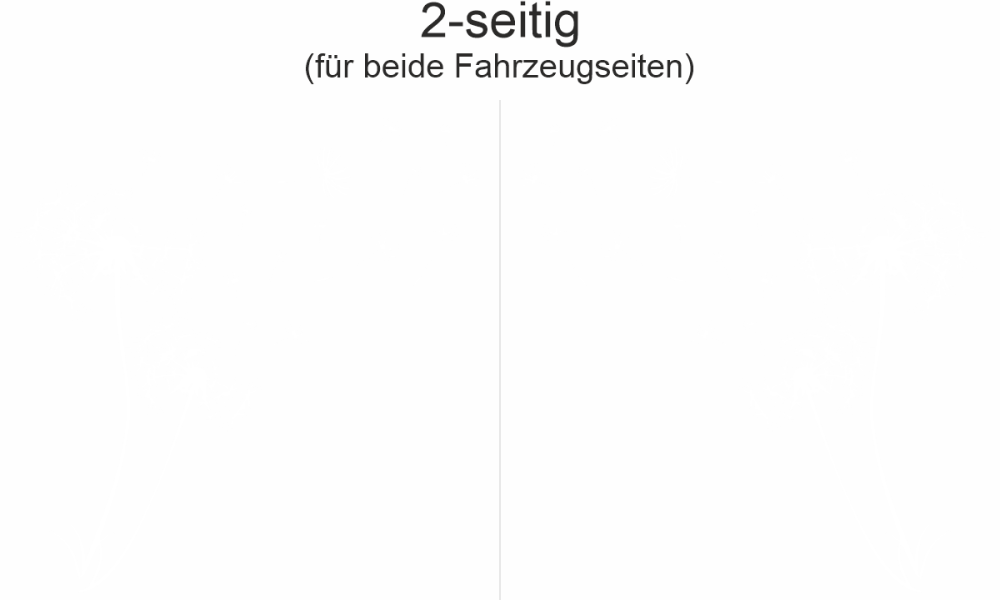 Autoaufkleber mit Pusteblume für beide Seiten - Ansicht zweiseitig für beide Fahrzeugseiten und Farbauswahl