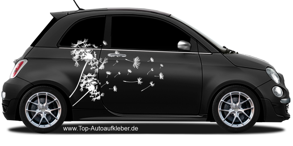 Autoaufkleber mit Pusteblume für beide Seiten auf dunklem PKW - Ansicht Farbauswahl