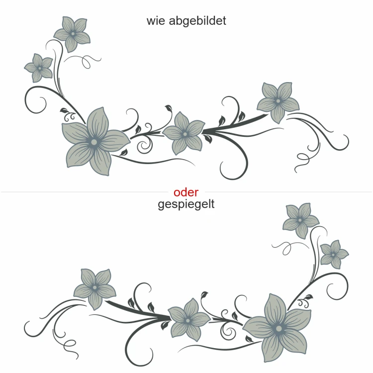 Motorhaubenaufkleber Blumenranke - Ansicht Ausrichtung
