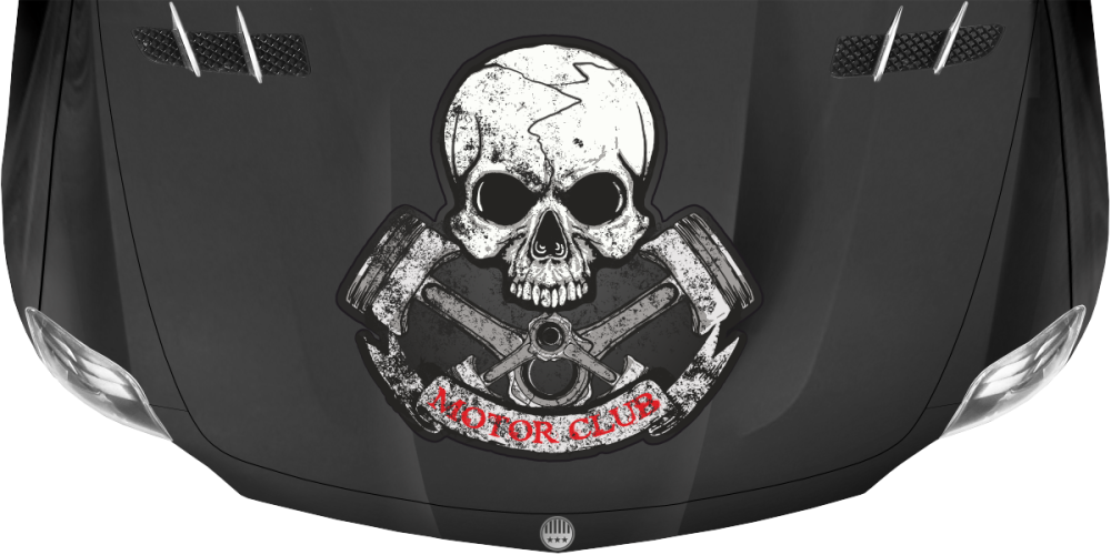 Motorhaubenaufkleber Skull Motor Club