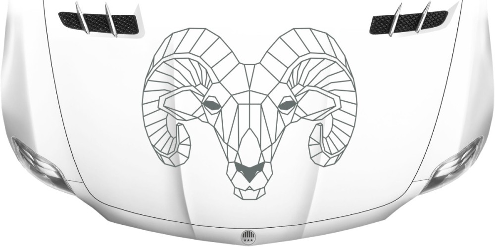 Folie für die Motorhaube mit Widderkopf Motiv