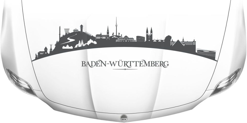Motorhaubenaufkleber Skyline Baden-Württemberg