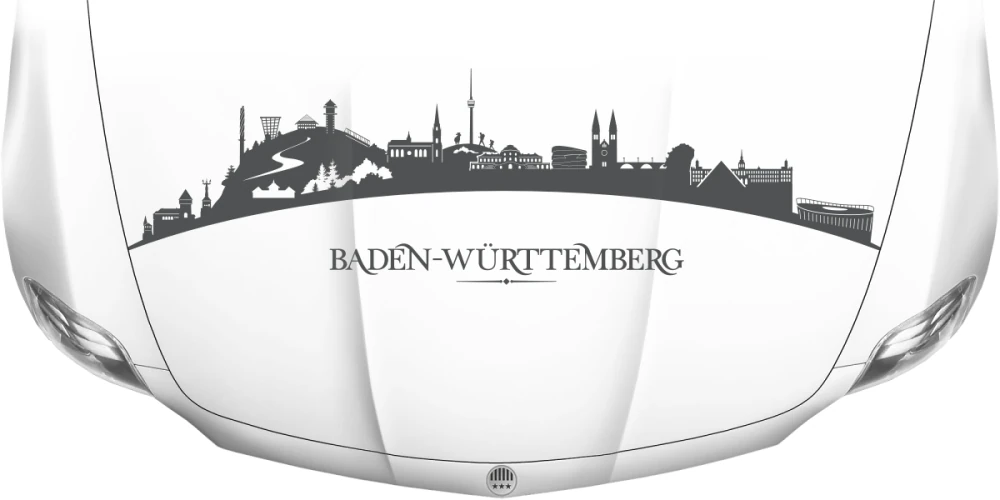 Motorhaubenaufkleber Skyline Baden-Württemberg