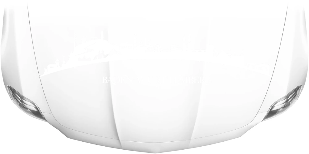 Motorhaubenaufkleber Skyline Baden-Württemberg auf heller Motorhaube - Ansicht Farbauswahl