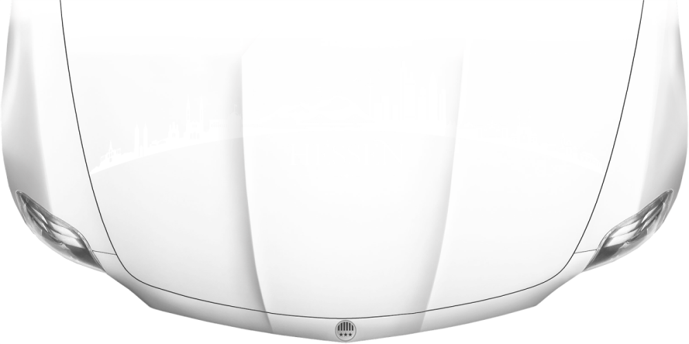 Motorhaubenaufkleber Skyline Hessen auf heller Motorhaube - Ansicht Farbauswahl