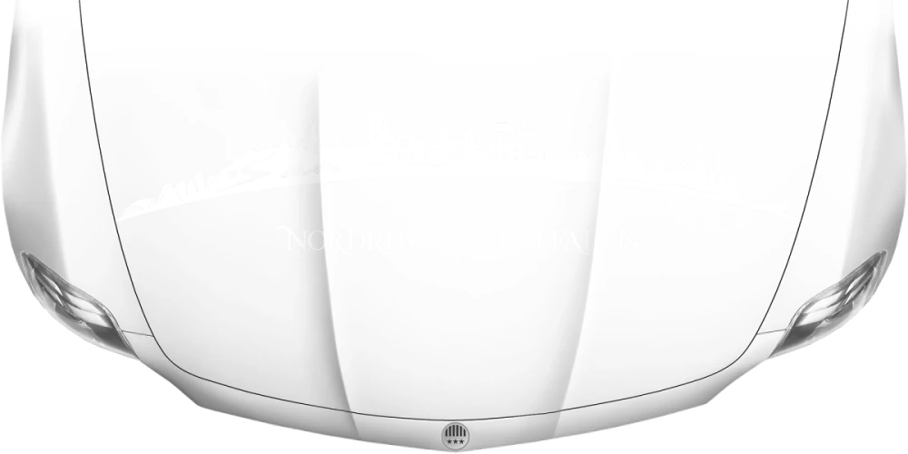 Motorhaubenaufkleber Skyline Nordrhein-Westfalen auf heller Motorhaube - Ansicht Farbauswahl