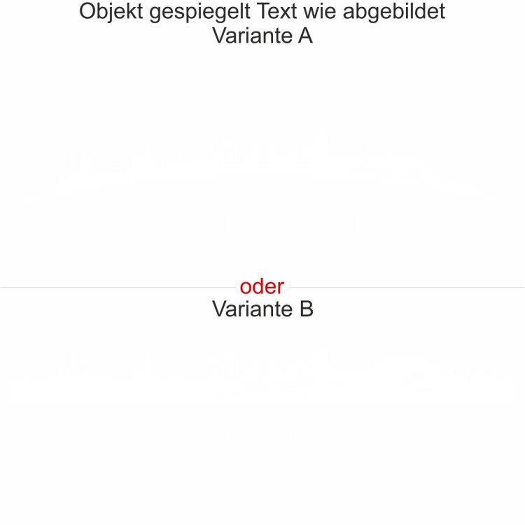Motorhaubenaufkleber Skyline Nordrhein-Westfalen - gespiegelt - Text wie abgebildet - Ansicht Farbauswahl - Varianten A und B