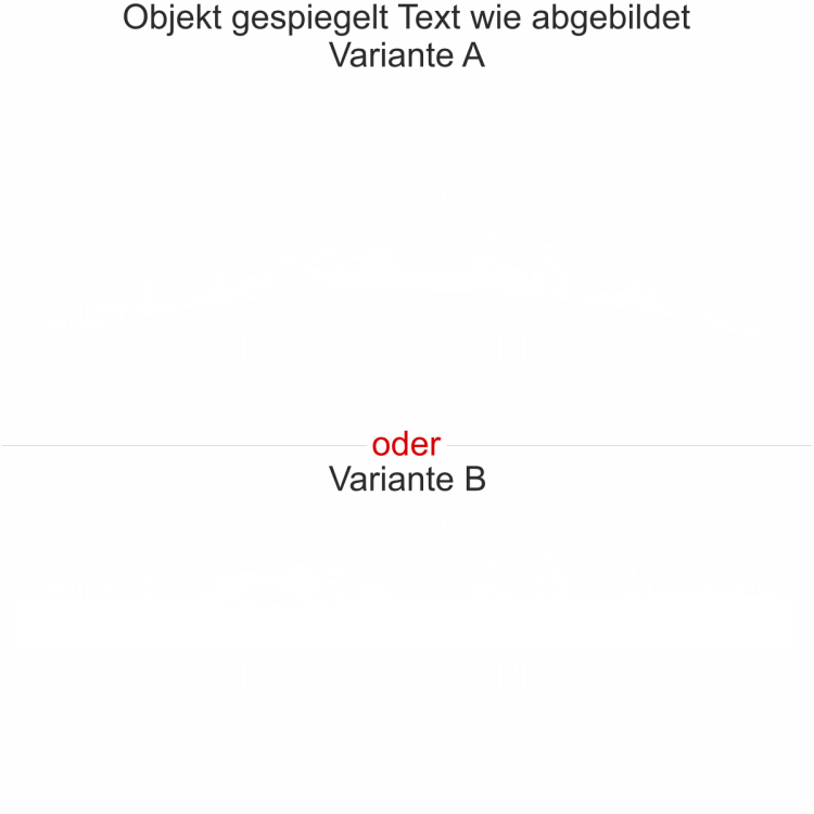 Motorhaubenaufkleber Skyline Rheinland-Pfalz - gespiegelt - Text wie abgebildet - Ansicht Farbauswahl - Varianten A und B
