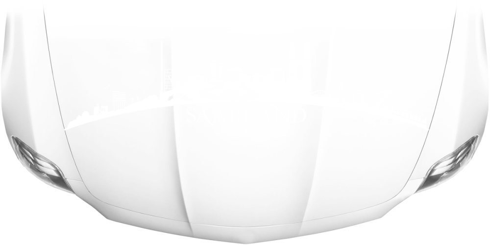 Motorhaubenaufkleber Skyline Saarland auf heller Motorhaube - Ansicht Farbauswahl