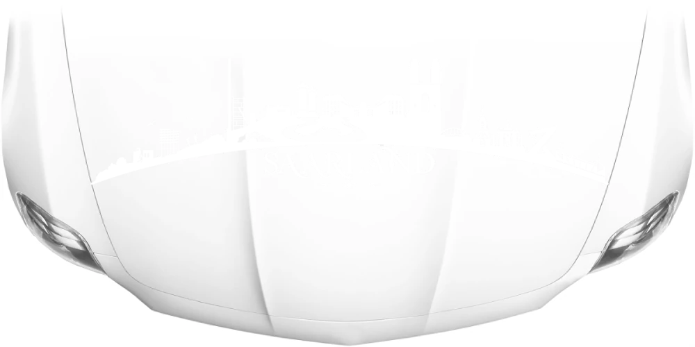 Motorhaubenaufkleber Skyline Saarland auf heller Motorhaube - Ansicht Farbauswahl