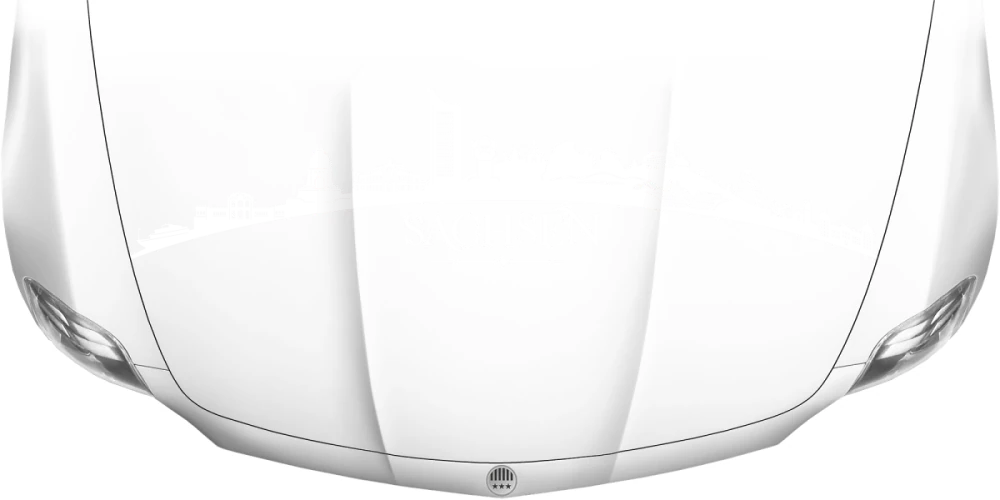 Motorhaubenaufkleber Skyline Sachsen auf heller Motorhaube - Ansicht Farbauswahl