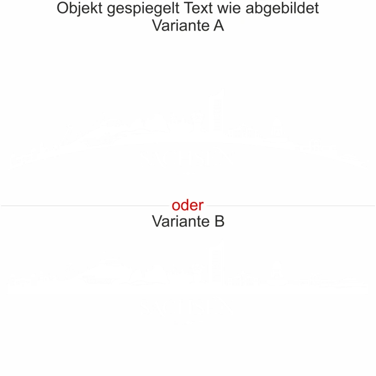 Motorhaubenaufkleber Skyline Sachsen - gespiegelt - Text wie abgebildet - Ansicht Farbauswahl - Varianten A und B