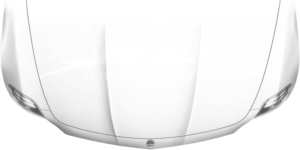 Motorhaubenaufkleber Skyline Schleswig-Holstein auf heller Motorhaube - Ansicht Farbauswahl