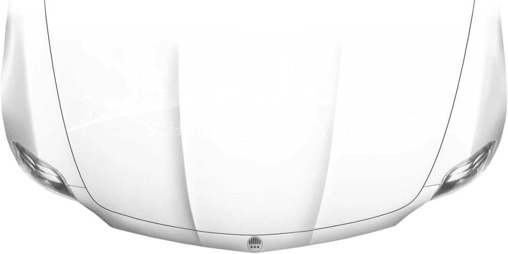 Motorhaubenaufkleber Skyline Schleswig-Holstein auf heller Motorhaube - Ansicht Farbauswahl
