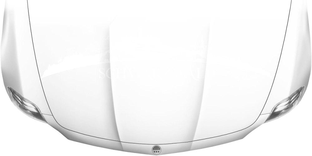 Motorhaubenaufkleber Skyline Schwarzwald auf heller Motorhaube - Ansicht Farbauswahl