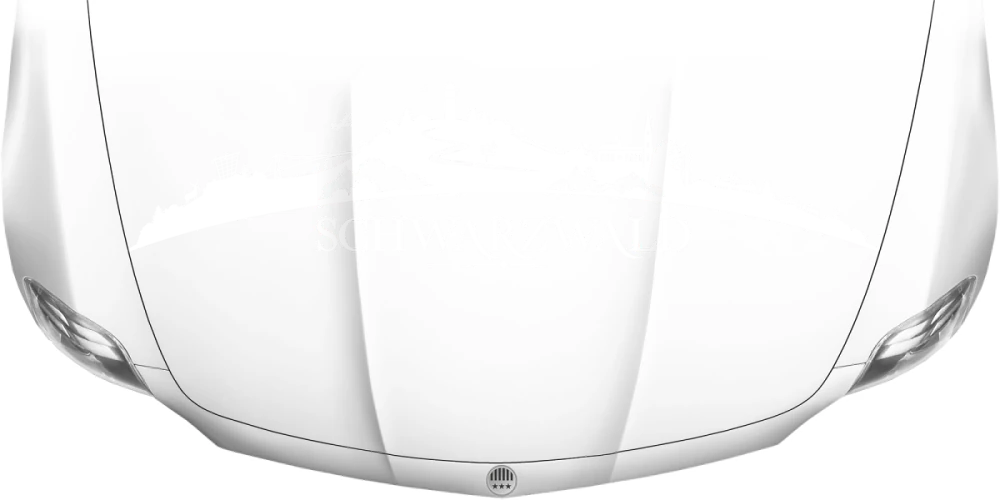 Motorhaubenaufkleber Skyline Schwarzwald auf heller Motorhaube - Ansicht Farbauswahl