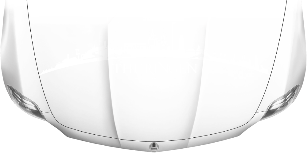 Motorhaubenaufkleber Skyline Thüringen auf heller Motorhaube - Ansicht Farbauswahl
