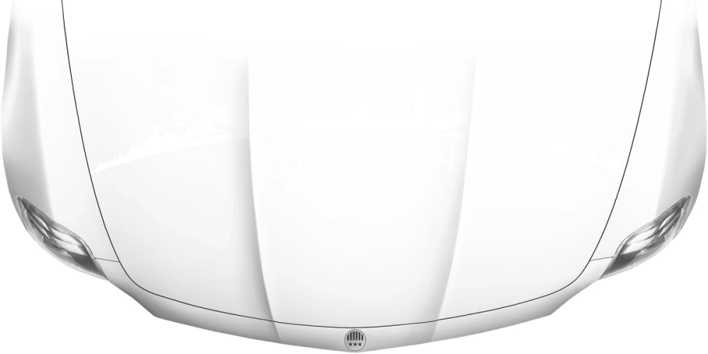 Motorhaubenaufkleber Skyline Thüringen auf heller Motorhaube - Ansicht Farbauswahl