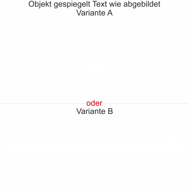 Motorhaubenaufkleber Skyline Thüringen - gespiegelt - Text wie abgebildet - Ansicht Farbauswahl - Varianten A und B