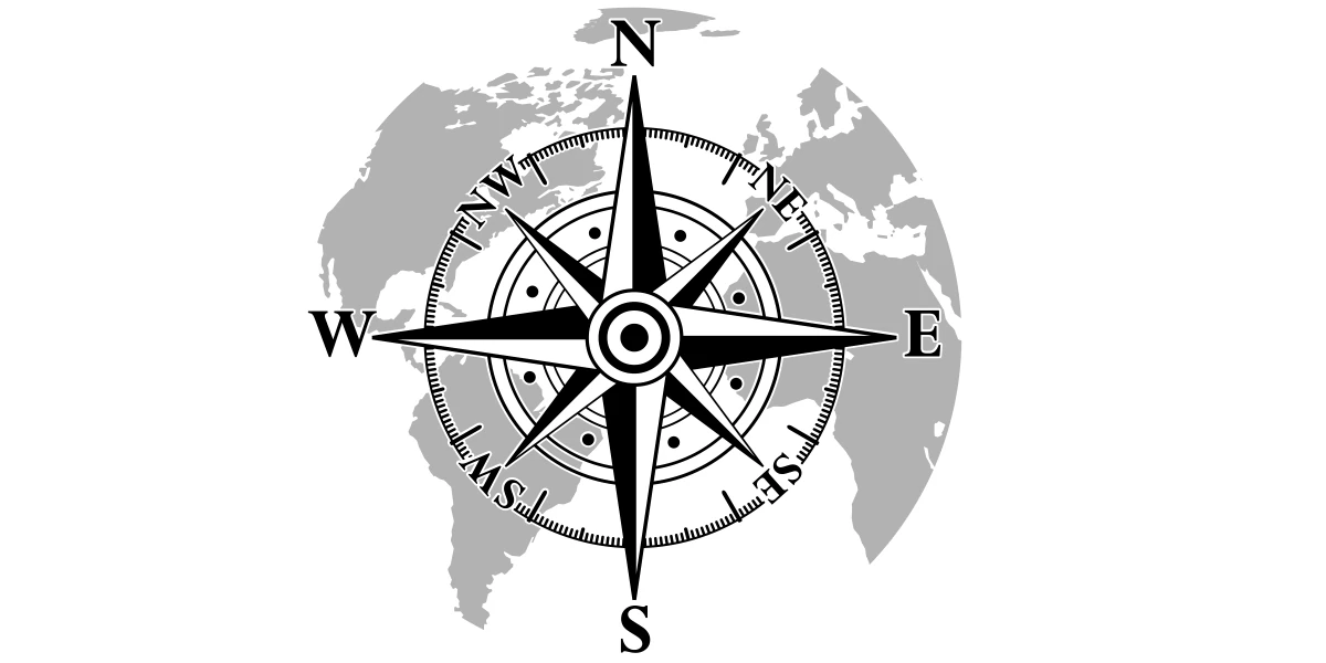 Kompass mit Weltkarte als Dekor für die Motorhaube