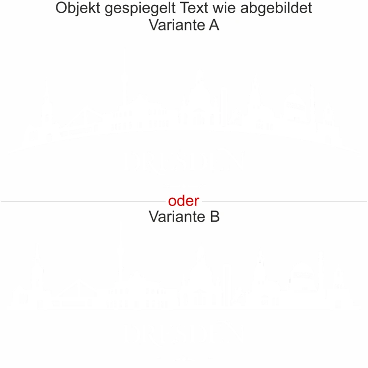 Autoaufkleber für die Motorhaube mit Dresdner Skyline - Ansicht Ausrichtung mit Farbauswahl und Variante Autoaufkleber für die Motorhaube mit Dresdner Skyline - Ansicht Ausrichtung mit Farbauswahl und Variante