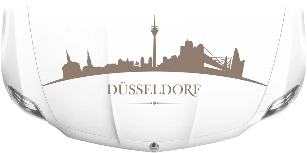 Düsseldorfer Skyline als Aufkleber für die Motorhaube