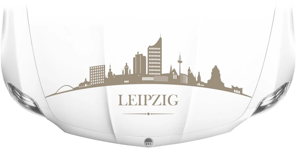 Leipziger Skyline als Aufkleber für die Motorhaube