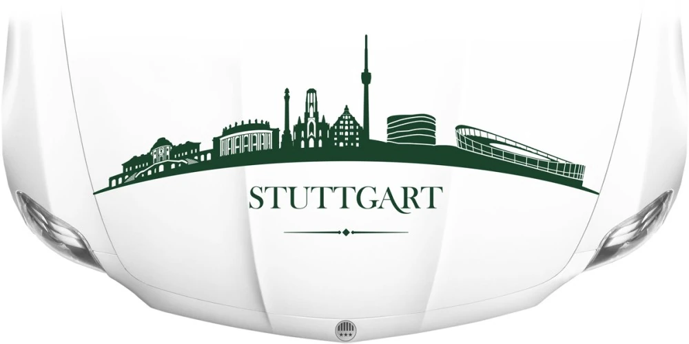 Skyline von Stuttgart als Aufkleber für die Motorhaube