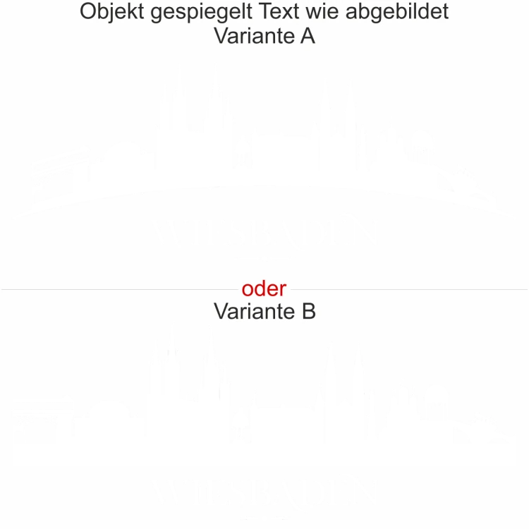 Autoaufkleber für die Motorhaube mit Wiesbadener Skyline - Ansicht Ausrichtung mit Farbauswahl und Variante Autoaufkleber für die Motorhaube mit Wiesbadener Skyline - Ansicht Ausrichtung mit Farbauswahl und Variante