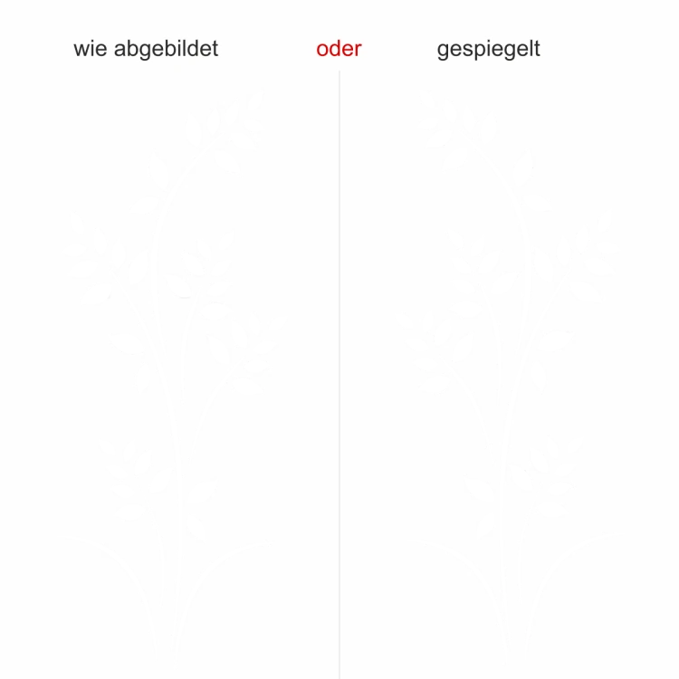 Motorhaubensticker mit Blätterzweig - Ansicht Ausrichtung und Farbauswahl