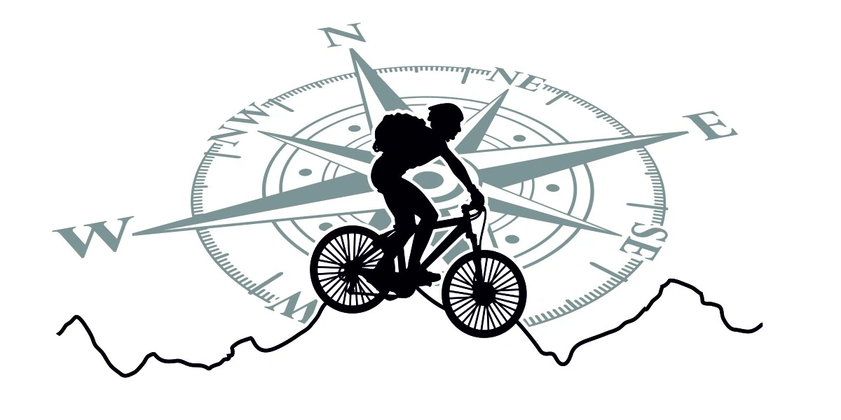 Mountainbike und Kompass als Aufkleber für die Motorhaube